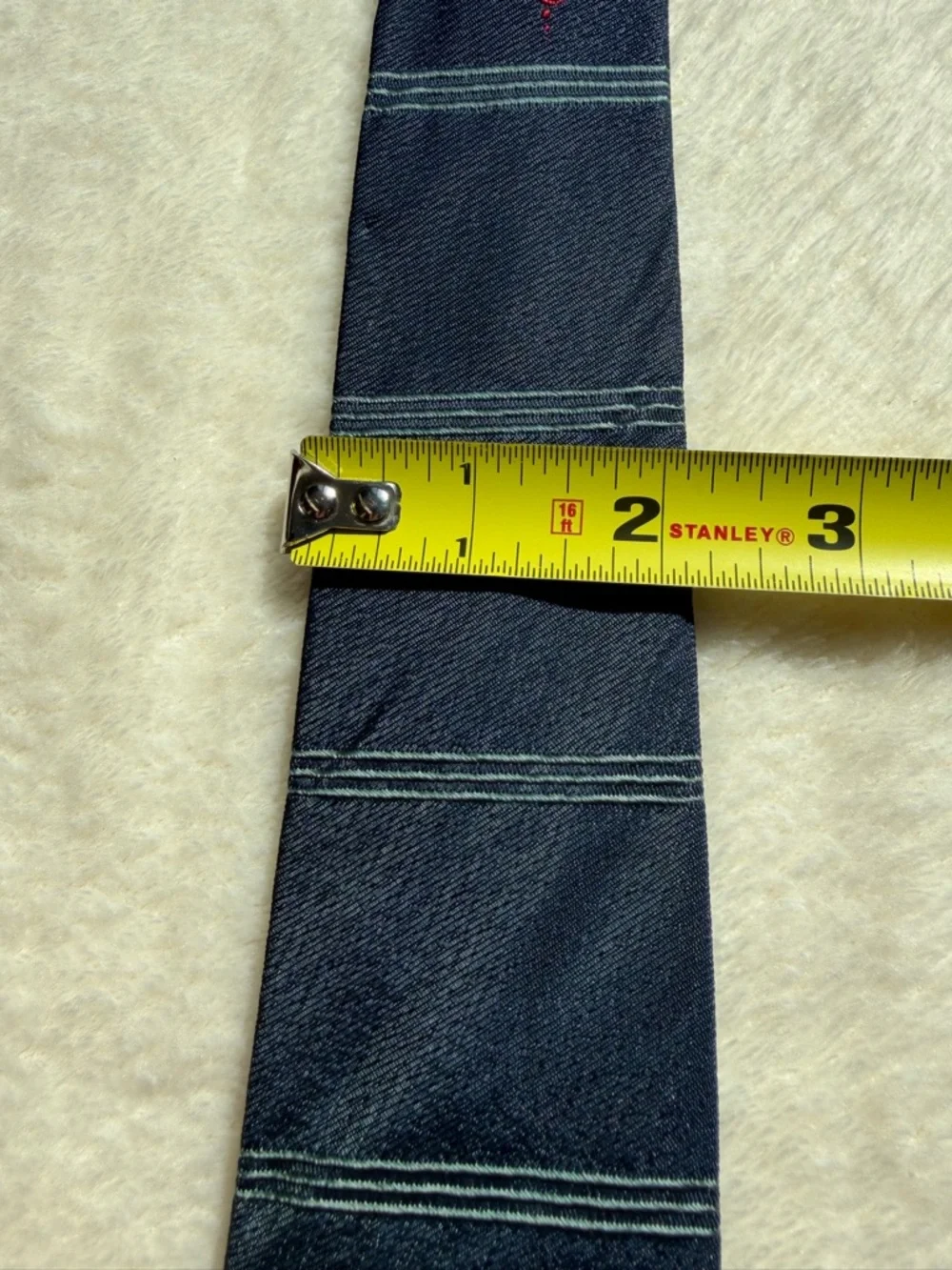 60's Wembley Men's Plaid Navy Blue Tie Embroidered Woven Classic Size One‎ Piece